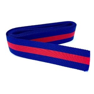 Grosgrain Ribbon - 2 Yards / 74” Length x  7/8” Ht - Nautical Blue & Red Stripe